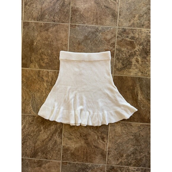 Free People Solid Gold Ivory Ribbed Knit Mini Skirt Cream Size Medium - Picture 7 of 11